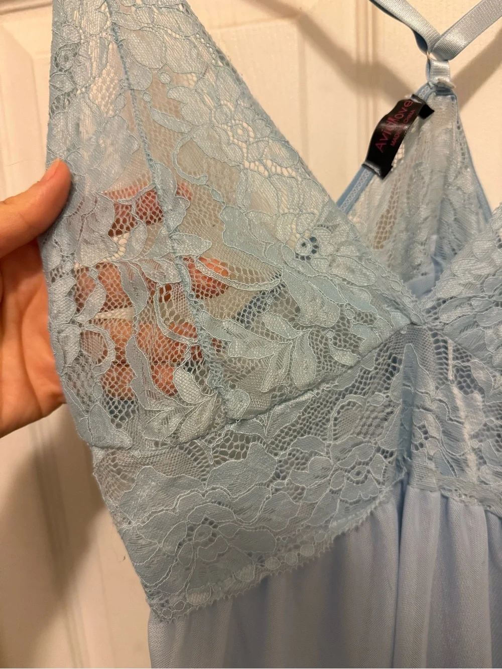 Light Blue Lace-Trim Nightgown